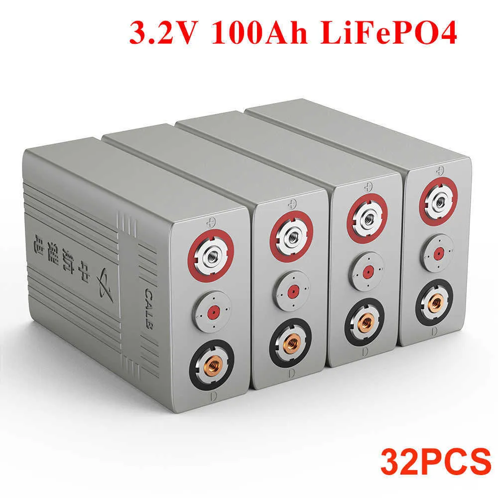 32pcs 100AH ​​LIFEPO4 Bateria recarregável fosfato de ferro de lítio 12V 24V 48V LIFEPO4 BATERIA SOLAR PARA ITELA PARA IATE DE VID