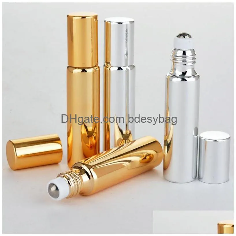 Verpackungsflaschen 5 ml 10 ml Rolle auf Glasflasche Nachfüllbares ätherisches Öl pro tragbare leere Kosmetikbehälter mit Metallrollerkugel DHZ38