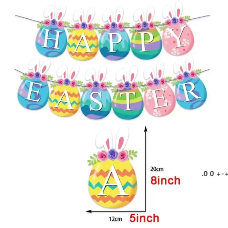 Easter Party Decor Flags Colorful Happy Easter Letter Bunting DIY Hanging Flag Easters Eggs Home Decorations Parties Supplies ss1223