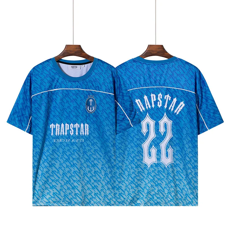 T-shirt da uomo Trapstar Oblique Logo numero 23 abbigliamento abbigliamento da calcio T-shirt sportiva a manica corta che cambia colore graduale Uomo traspirante