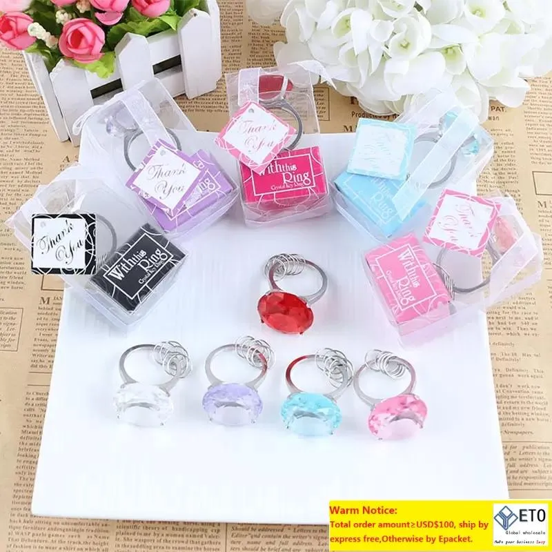 Big Diamond Ring Shapy Keychain Chain Accessories Favors Favors Presentes de casamento para convidados lembranças de casamento