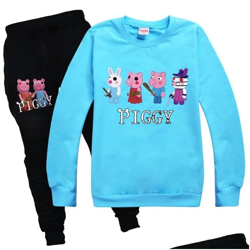 Set di abbigliamento cartone animato robloxing piggy toddler boy abiti autunnali set set maniche lunghe magliette per bambini ragazze la felpa goccia de dhdst