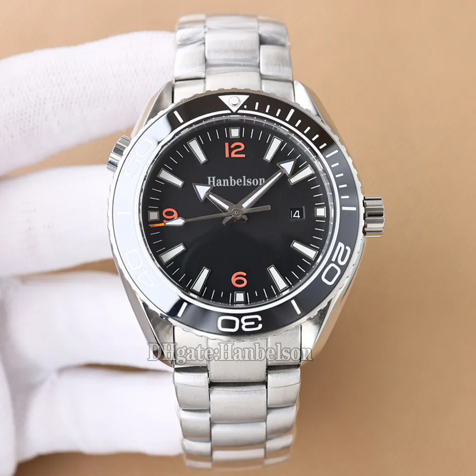 メンズ腕時計ブラックフェイスセラミックベゼル発光日本自動巻きムーブメントスチールストラップ腕時計 43 ミリメートル