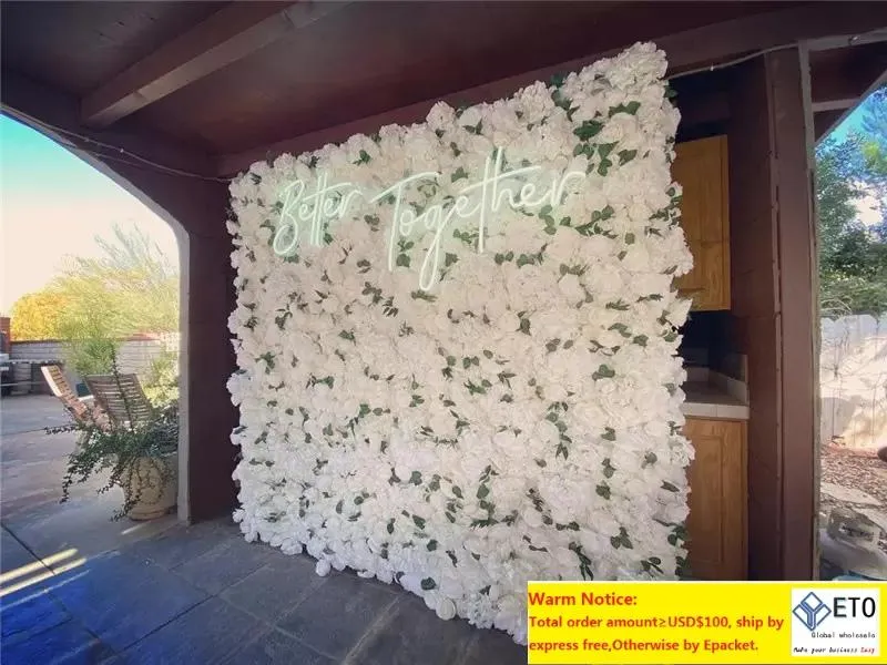 Pannello decorativo per fiori da parete, foglie fatte a mano, fiori di seta artificiale, decorazione da parete per matrimonio, sfondo per baby shower