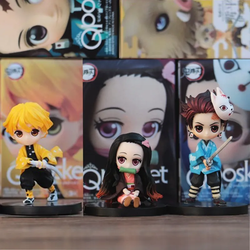 Yenilik Oyunları Anime Demon Slayer Sevimli Figür Yüksek Kaliteli Q Versiyon Figürinler 10cm PVC Kawaii Heykel Oyuncakları