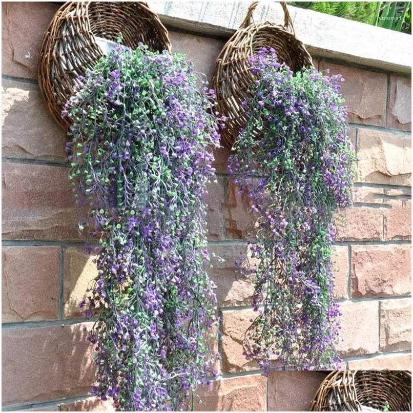 Couronnes de fleurs décoratives Simation plante artificielle décoration de vigne en rotin réaliste pour la maison fête de mariage livraison directe jardin Dh3Lu