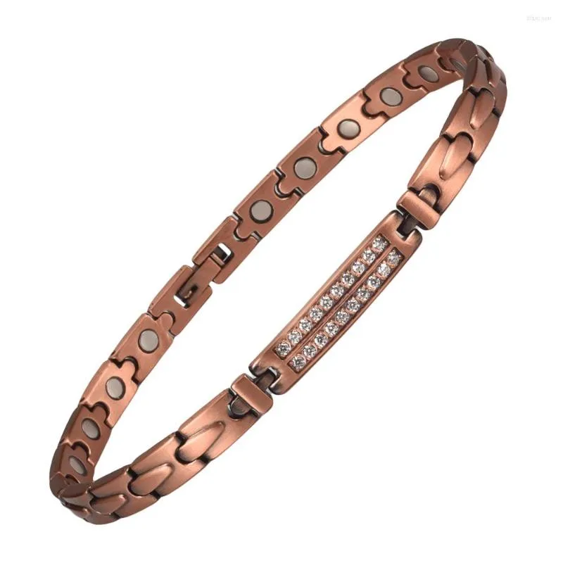 Cheville Wollet Cuivre Magnétique Cheville Cheville Bracelets Femmes Dames Soulagement De La Douleur Pour L'arthrite Aimants Forts Fête Des Mères Cadeau 24cm 6.5mm