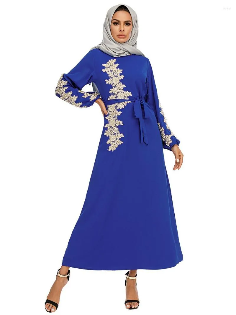 Etnik Giyim Kaftan Marocain Müslüman Elbise Kadınlar Uzun Kollu İnci Kanat Eid Abaya Dubai Büyük Salıncak Çöp Türkiye İslami Vestidos