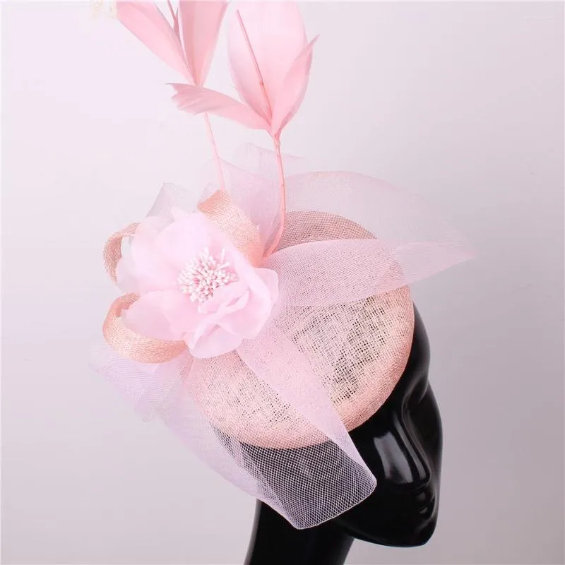 Headpieces Ladies Floral Church Fascinator Hat Bride Wedding Mesh Headwear Women Cocktail Tea Party Pography Hair Accessories