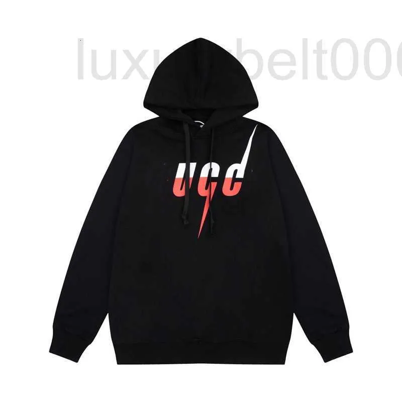 Hoodies pour hommes Sweatshirts Designer Gu Lightning Letter Print Hoodie and Womens Edge Hooded Loose Terry Sweater Mod2