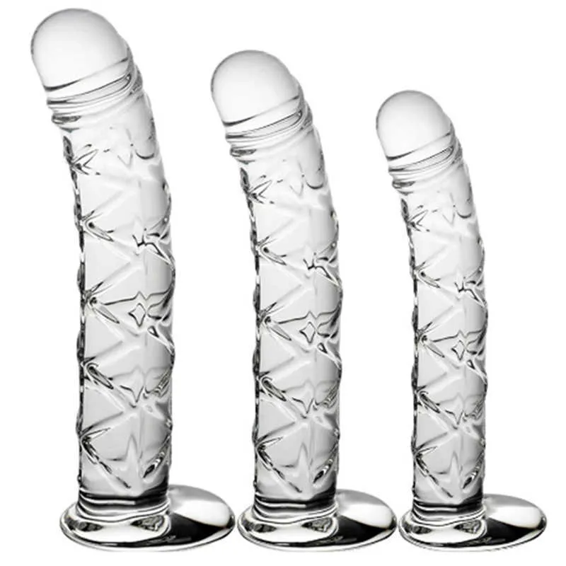 Itens de beleza Crystal Glass Dildo Butt Plug Penis realista Dildos anal para mulheres G-spot estimular os brinquedos sexy femininos masturbadores Dilldo