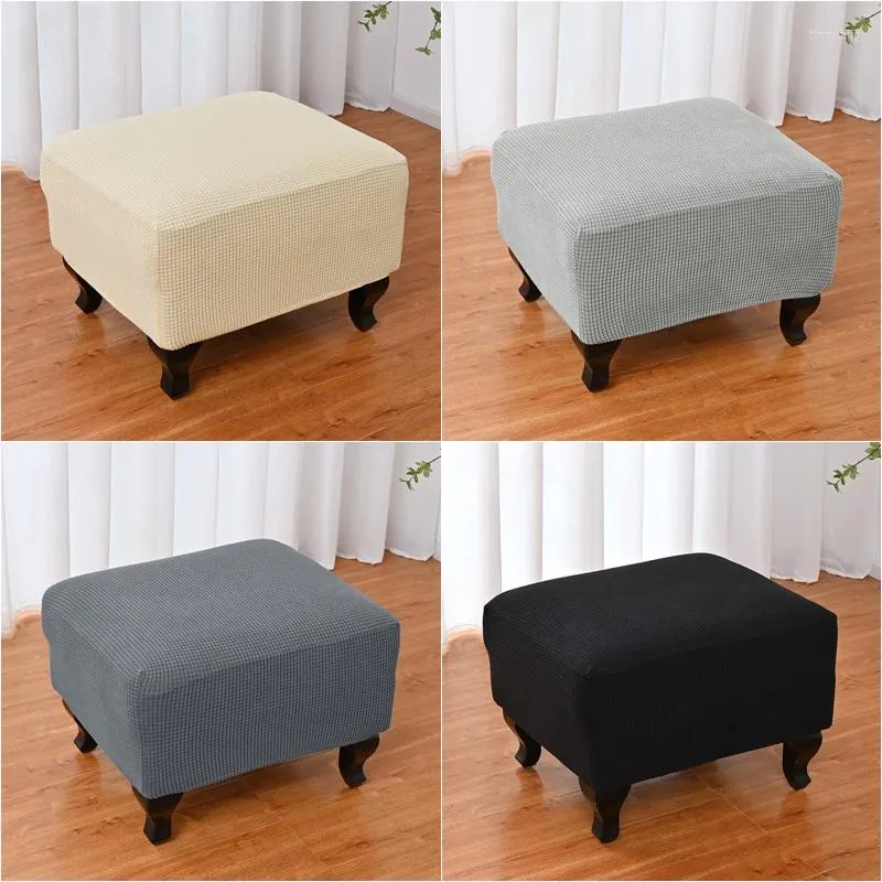 Stoelbedekkingen Polar Fleece Big Size Foot Rest Cover Duurzame Stretch Spandex Ottoman Solid Color Footbank Slipcover voor woonkamer Home