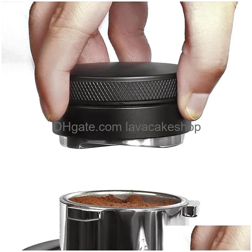 Tampers Distributeur de café Outil de distribution d'espresso/Niveleur 3 pentes inclinées Tampon de paume réglable pour porte-filtre 51/53/58 mm Dro Dh5Wz