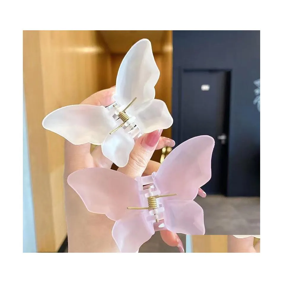 H￥rkl￤mmor Barrettes Super Fairy Butterfly Clip Shark Female Summer Back Of Head Liten Head Dress Drop Delivery Smycken Hairjewelry DH0JI