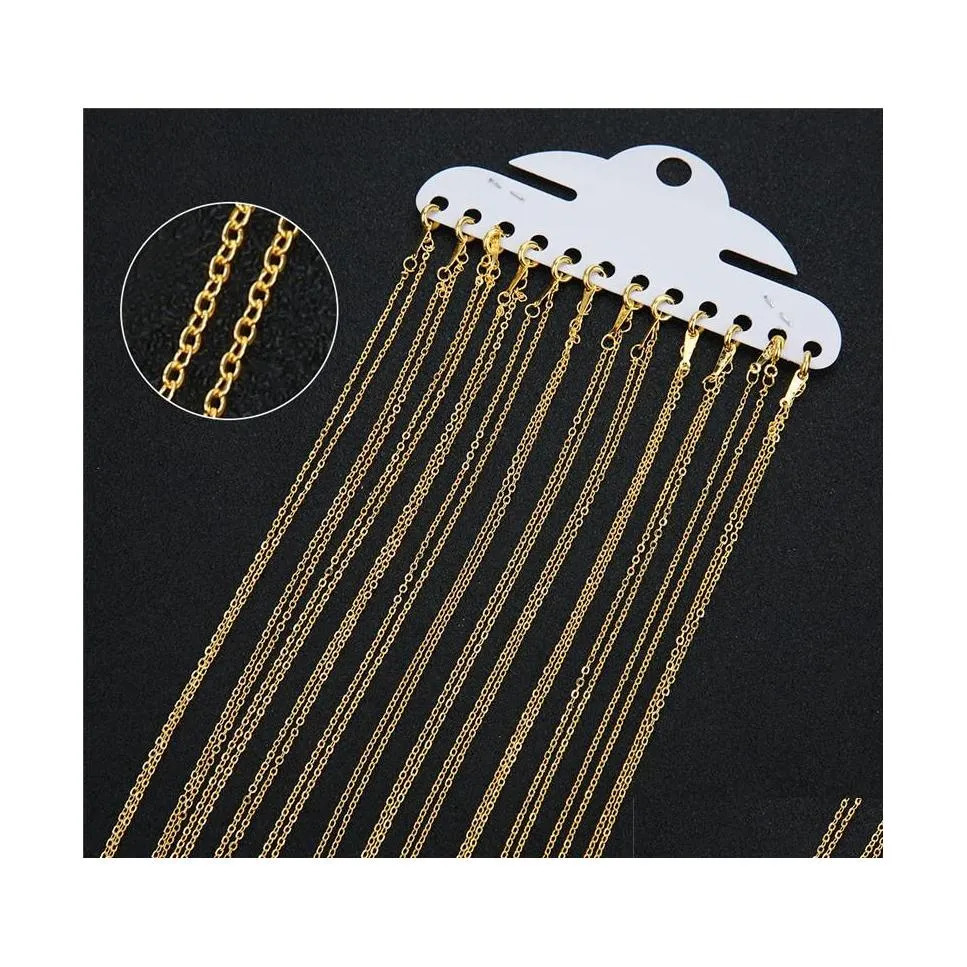 Catene 12 pezzi diametro 1,5 mm metallo chiusure Losster collana lotto donne rame colore oro catena a maglie gioielli di moda lunghezza 40 cm goccia consegna Dhi7C