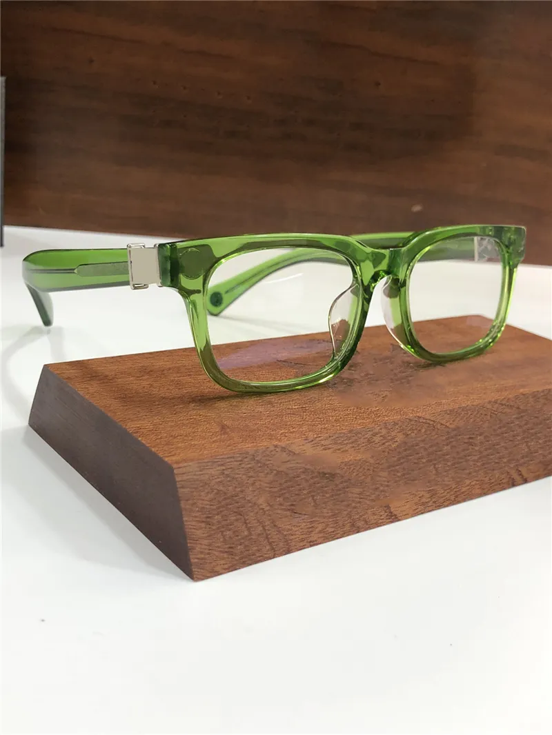 새로운 패션 선글라스 프레임 빈티지 남자 여자 남성 남성 안경 여성 스퀘어 디자인 사용자 정의 가능한 처방전 선명한 녹색 안경 안경