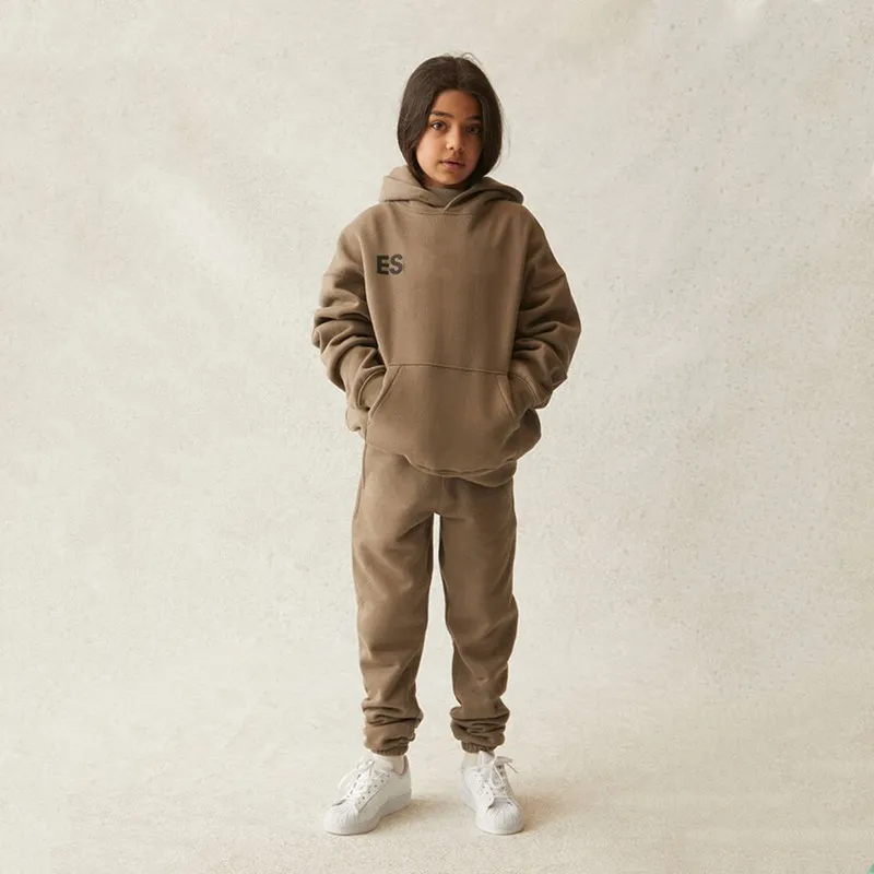 Ess 디자이너 아동복 베이비 에센셜 후드 세트 hoody 풀오버 스웨터 의류 소년 소녀 겉옷 느슨한 긴 소매