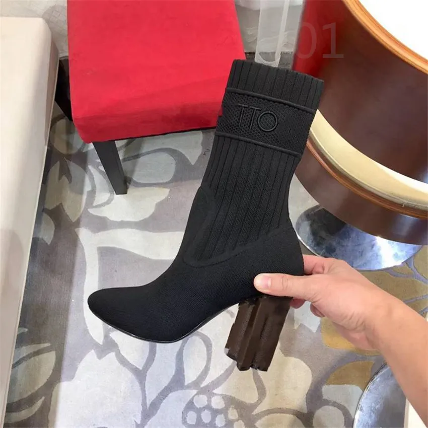 Louiseity – bottes de luxe décontractées pour femmes, Design de luxe, talon chaud, en cuir de neige, chaussettes à semelles épaisses, à la mode, 03-025