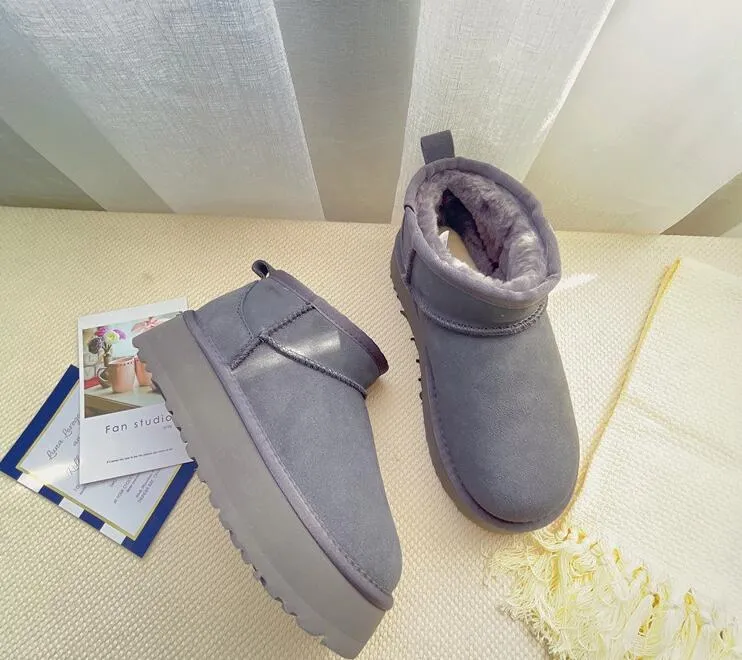 Women Ultra Mini Boot Designer Platform Boots for Men Real Leather Warm Ankle Fur Booties Luxurious Shoe EU44