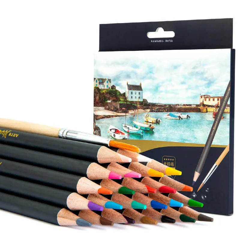 Drawing Colored pencils Watercolor Pencil Art Set School painting supplies with watercolor brush 24/36/48Colors