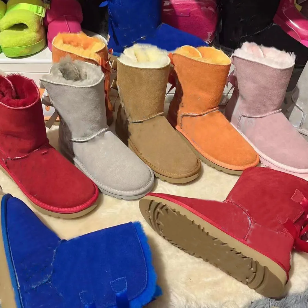 Designer Real Leather Mini Platform Snow Boots Black Friday For Women