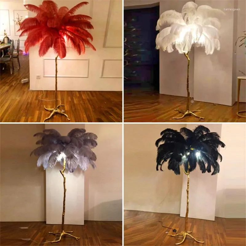 Lampadaires Modernes LED Lumières Romantique Plume Conception Salon Lampe Atterrissage Éclairage Debout