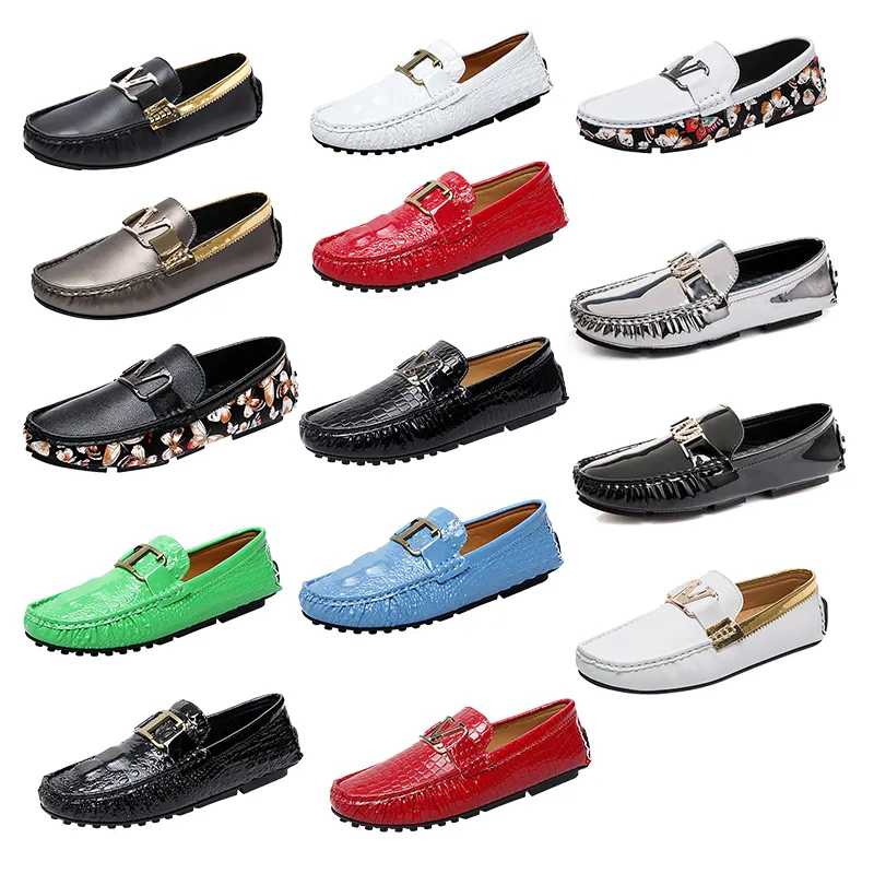 Luxury Metal buckle Genuine Leather Business Shoes Designer Men Women Butterfly Print Loafers Moccasins Driving Shoe Casual Flat Mens Dress Shoes