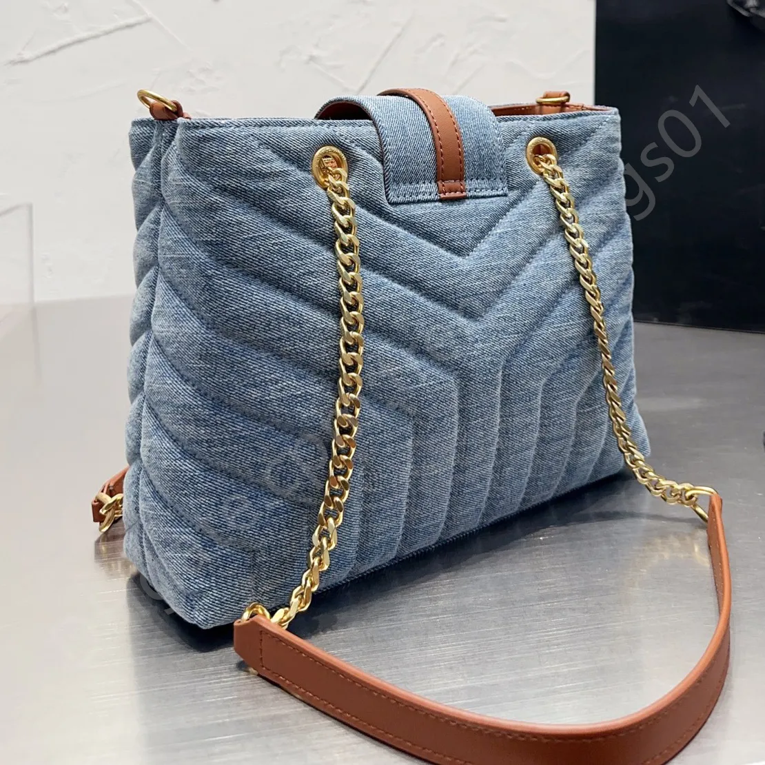 Luxus-Designer-Taschen aus echtem Leder, Damenhandtaschen, modische Tasche, Sling-Denim-Tasche, Dekoration, Schultertasche, Metallketten, Umhängetasche, Strandtaschen, Sac de Luxe Femme