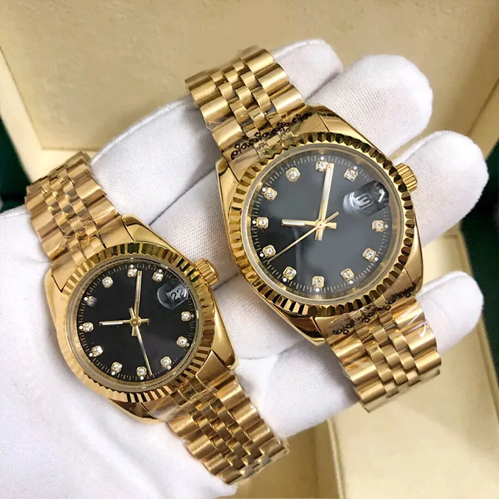 Gold Mens elmas Lady İzler Otomatik Mekanik Hareket Bilekleri Paslanmaz Çelik Yüzme İzleme Süper Aydınlık Safir Cam Montre De Luxe 36 41 MM U1