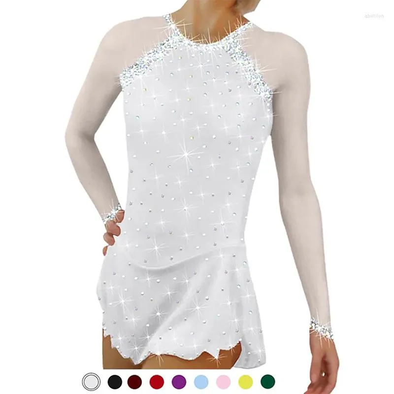 chinese dress ladies White Figure Skating Dress Long Sleeved BSU171224 – Boutique Step Up main image 0
