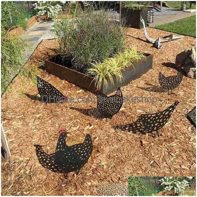 Garden Decorations Chicken Yard Art Plastic Staty Decor 2021 Dekorationstillbehör Y0914 Drop Delivery Home Patio Lawn Dhcyj