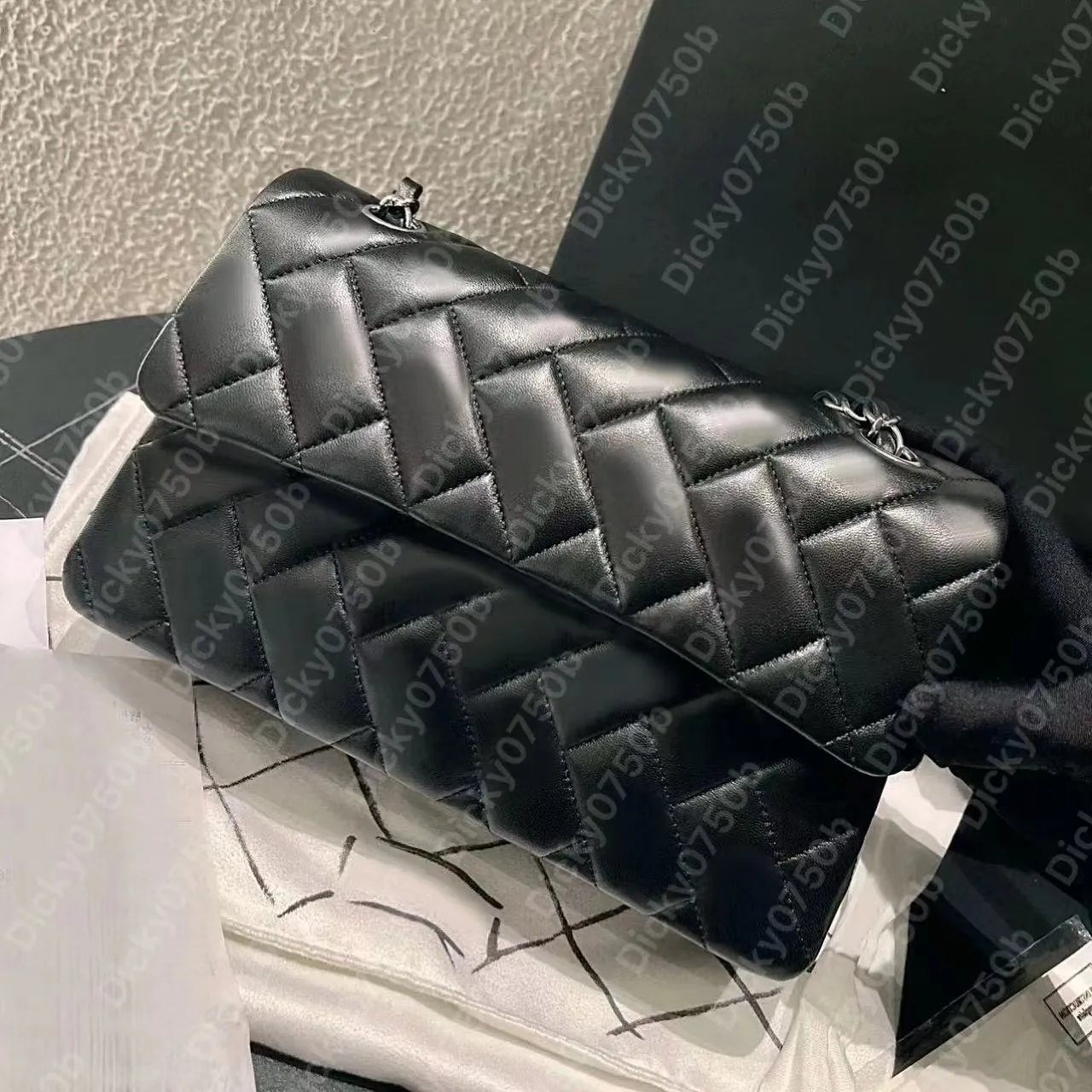 Luxury Designer Black Quilted Shoulder Bag With Tasche Chain And ...