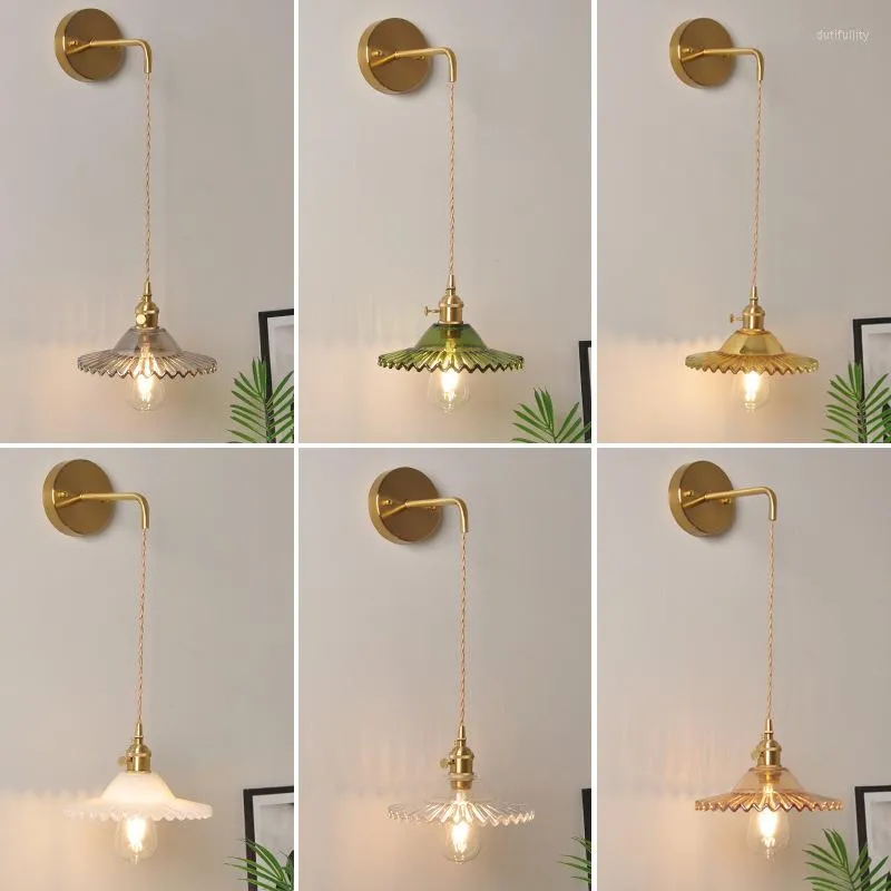 Wandlampen Japanse stijl Brass Led Lamp Modern bedlichten voor woonkamer gangpad Badkamer Verlichtingsspiegel Voorkant