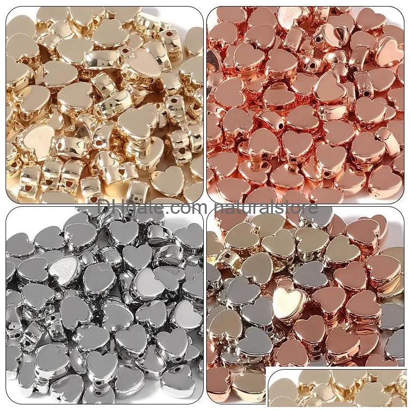 Acrylic Plastic Lucite 100Pcs/Lot Diy Loose Bead For Jewelry Bracelets Necklace Hair Ring Making Accessories Crafts Metal Love Hea Dhgmn