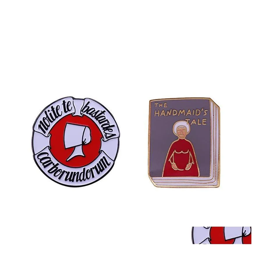 Spille Spille Spille The Handmaids Tale Smalto Pin Romanzo di Margaret Atwood Letteratura Topo di biblioteca Distintivo Flair femminista Aggiunta Drop De Dhfkt