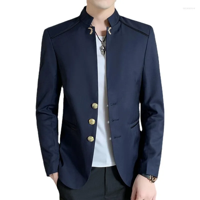 Men's Suits Men's Young And Middle-aged Business Casual Stand-up Collar Single Suit Jacket Korean Version Slim Tunic