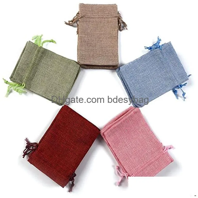 أكياس التخزين DString Bag Natural Burlap التغليف القابل لإعادة الاستخدام جيب زفاف زفاف الاستحمام مهرجان عيد ميلاد هدية يهودي حقيبة DRED DEL DHCS0