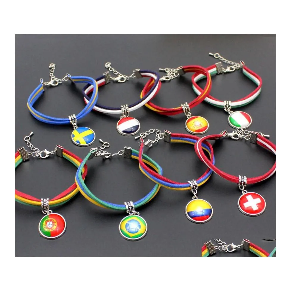 Braccialetti con ciondoli Bracciale da calcio con bandiera nazionale di moda per donna Uomo Gioielli Regalo di amicizia Fanscharm Drop Delivery Dhawu