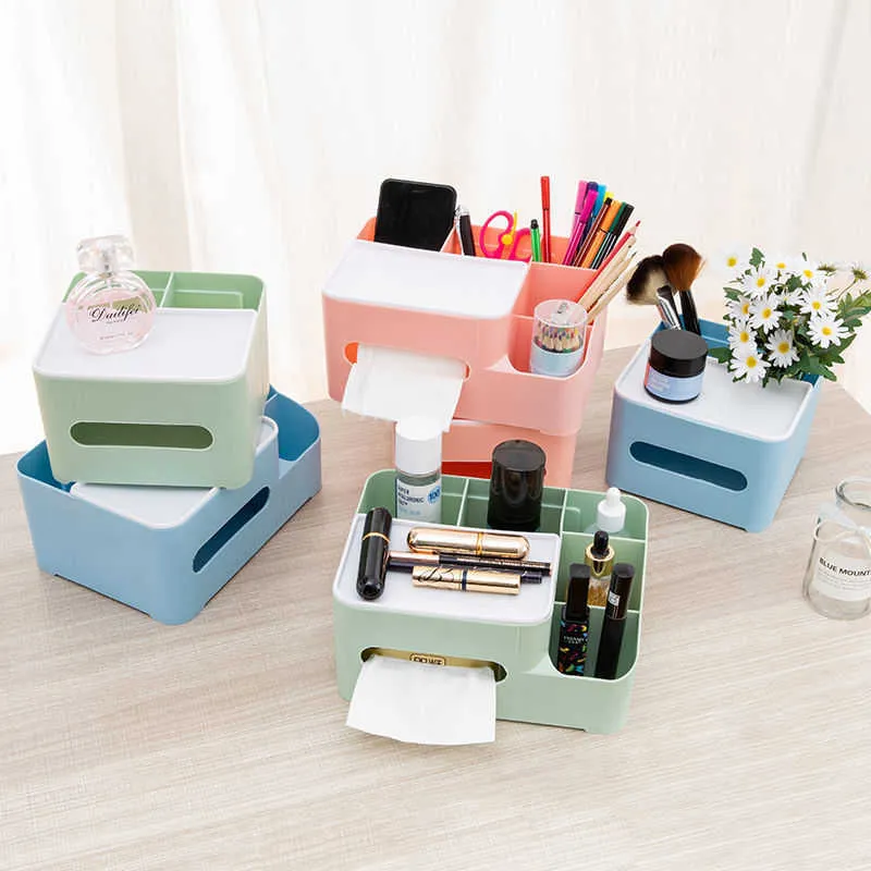 Multi-function Desktop Pen Holder Office School Storage Case Colorful Plastic Box Desk cil Organizer Paper