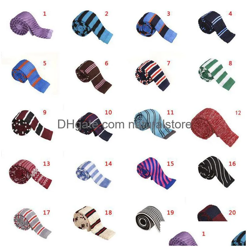 Bow Ties New Fashion Neckties Style Men Boys Knitted Tie Necktie Narrow Slim Skinny Knit Woven Long Neck For Drop Delivery Accessorie Dhxyg