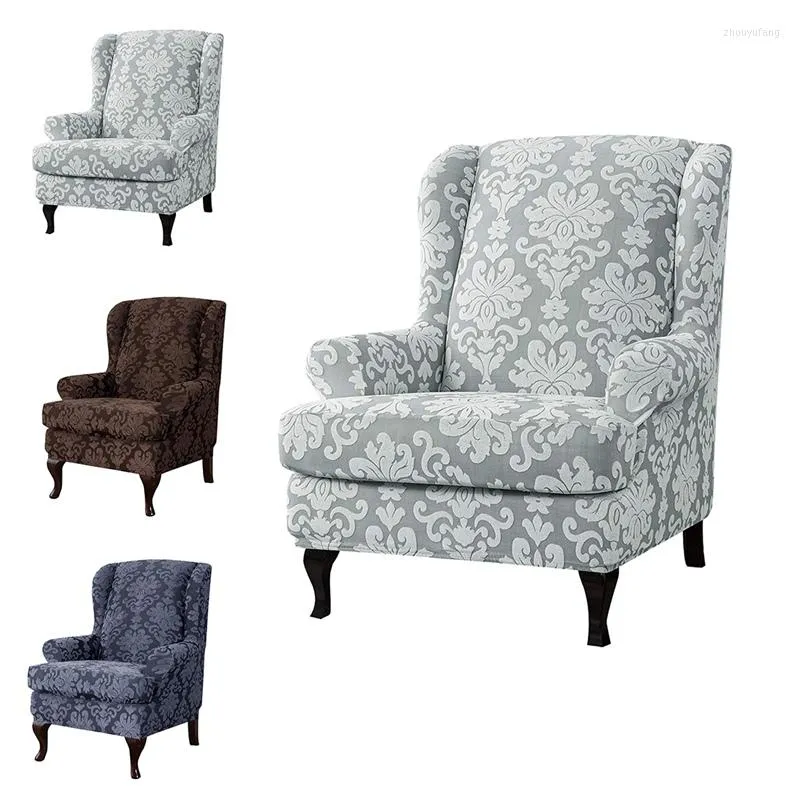 Housses de chaise couverture arrière d'aile Jacquard incliné protecteur de canapé amovible Wingback lavable housse de siège décor à la maison