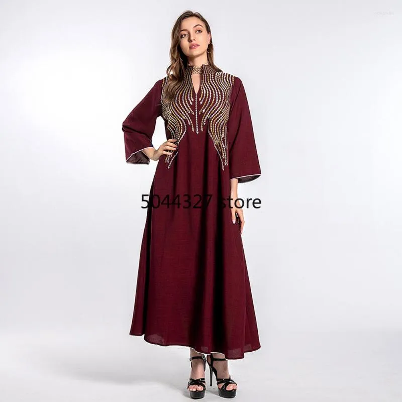 Etniska kl￤der Eid Mubarak Marockan Caftan Evening Dresses Abaya Dubai Turkiet Muslimsk kl￤nning Kvinna Kimono Embroidery Dashiki Robe Islam
