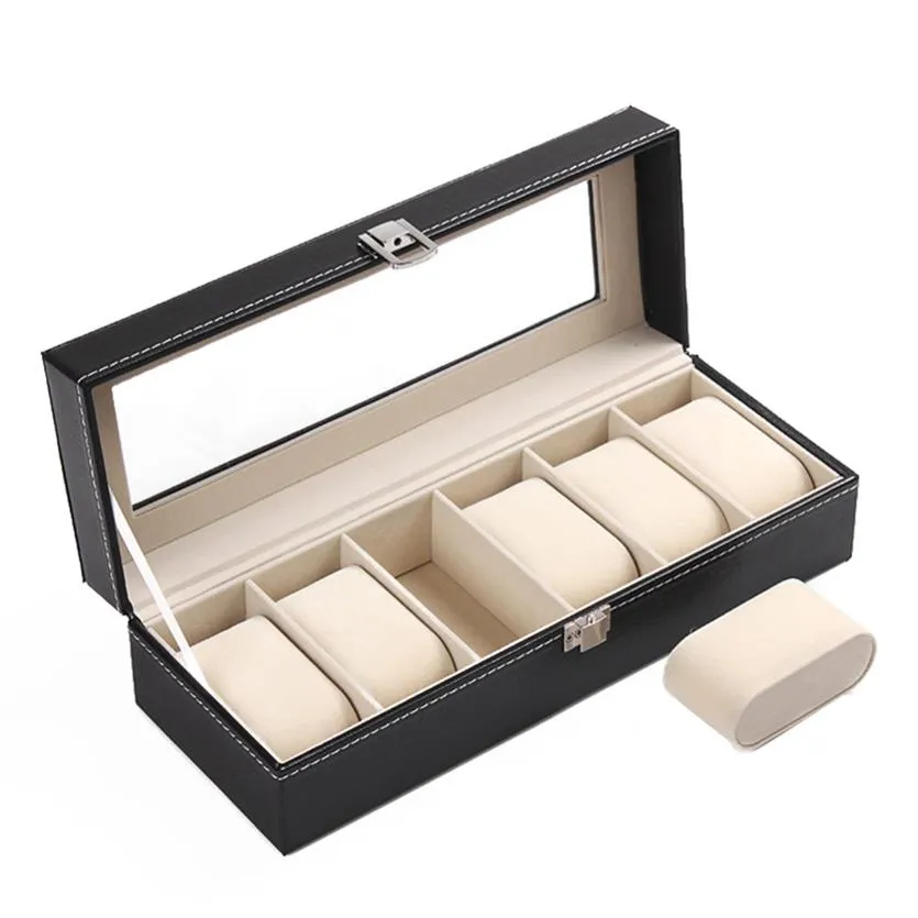 Caixa de j￳ias da caixa de rel￳gio sofisticada Caixa de armazenamento de j￳ias com 6 Caso J￳ias Rel￳gios de J￳ias Display Organizador Presente244E