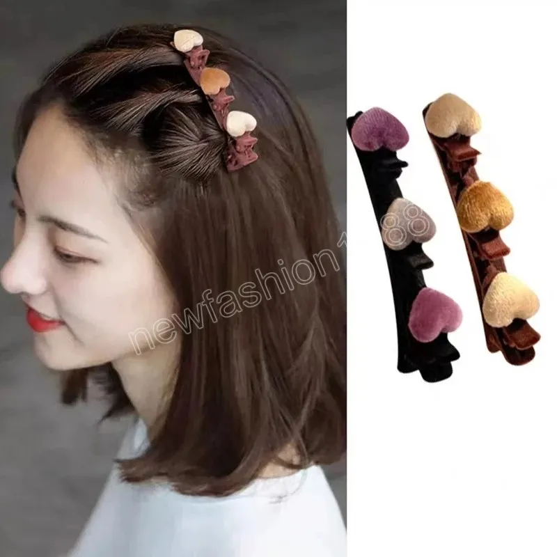 Autumn Winter Hairpins For Women Love Heart-shaped Flocking Hair Clip Side Bang Clips Girl Headwear Fashion Hair Accessories