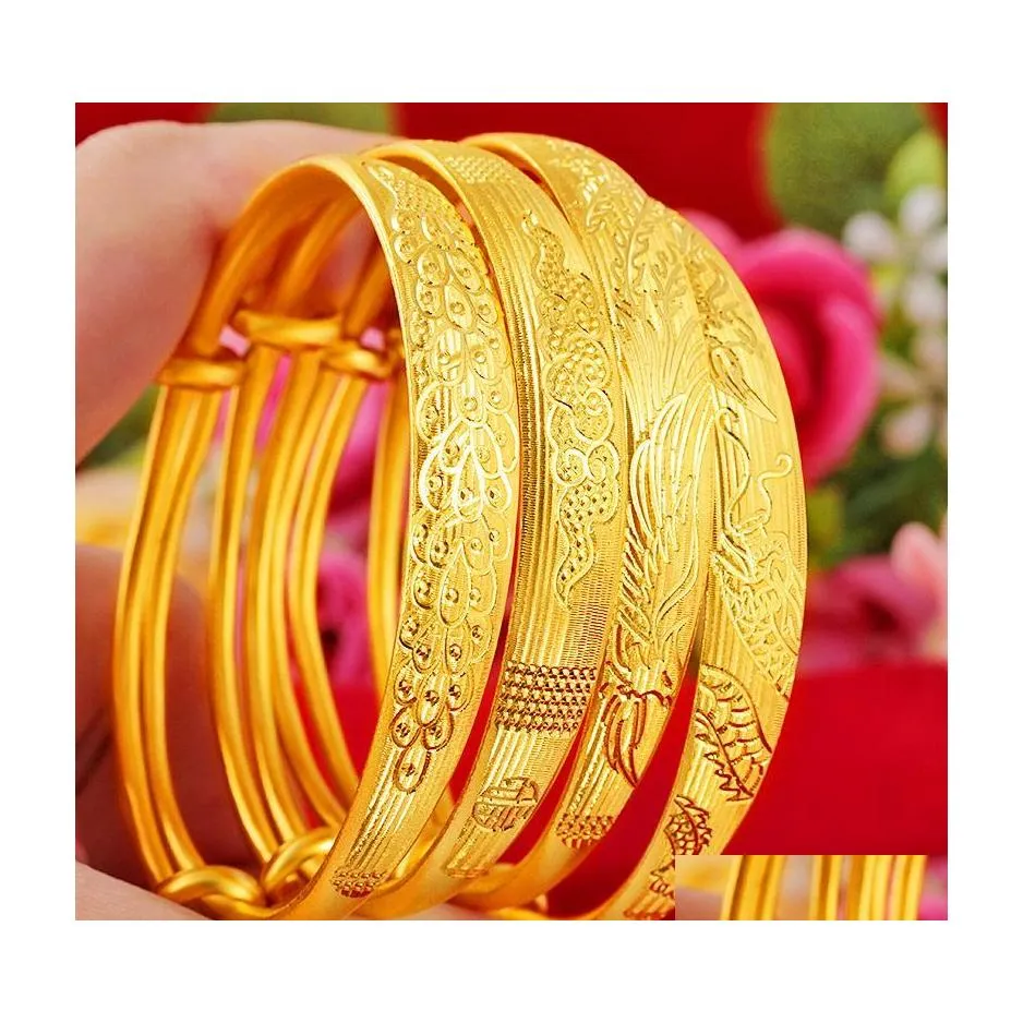 Bangle Fashion Boutique Thick Luxury Womens Dragon and Phoenix Size Justerbar PUSL Armbandsmycken gåvor Drop Delivery Armband Dhtiv