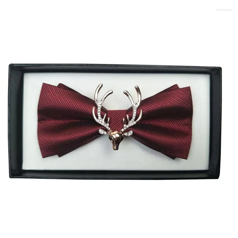 Bow Ties Men's Tie Tie عالية الجودة الجودة المعدنية قرون ذهبية اثنين طبقة Bowtie Groom Dress قميص الحفل الزفاف