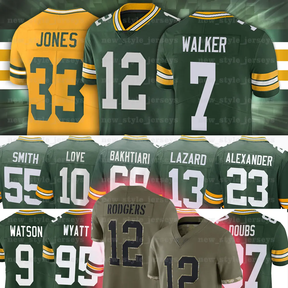 12 Aaron Rodgers Green Bayes Packer Football Jerseys Aaron Jones Jaire