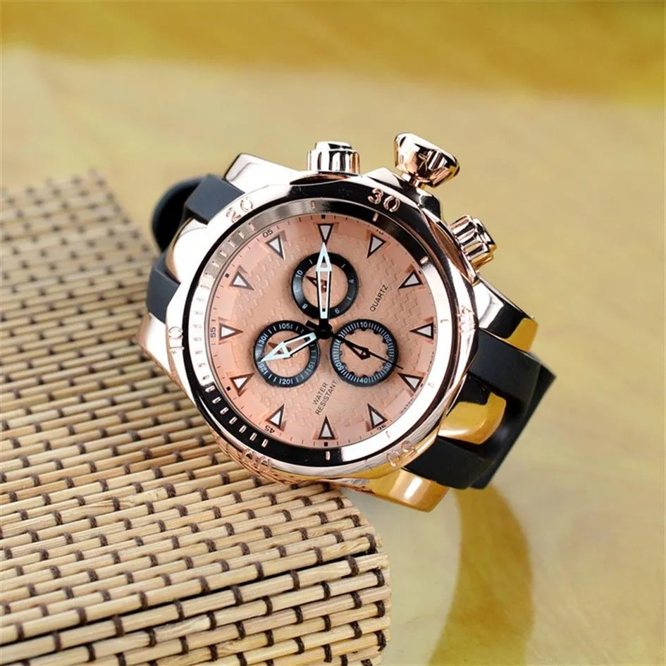 Men's Watch Quartz Movement Rubber Strap Three Decorative Sports Watches for Men 2021 Luxury Casual Quartz Waterproof Wrist W238P