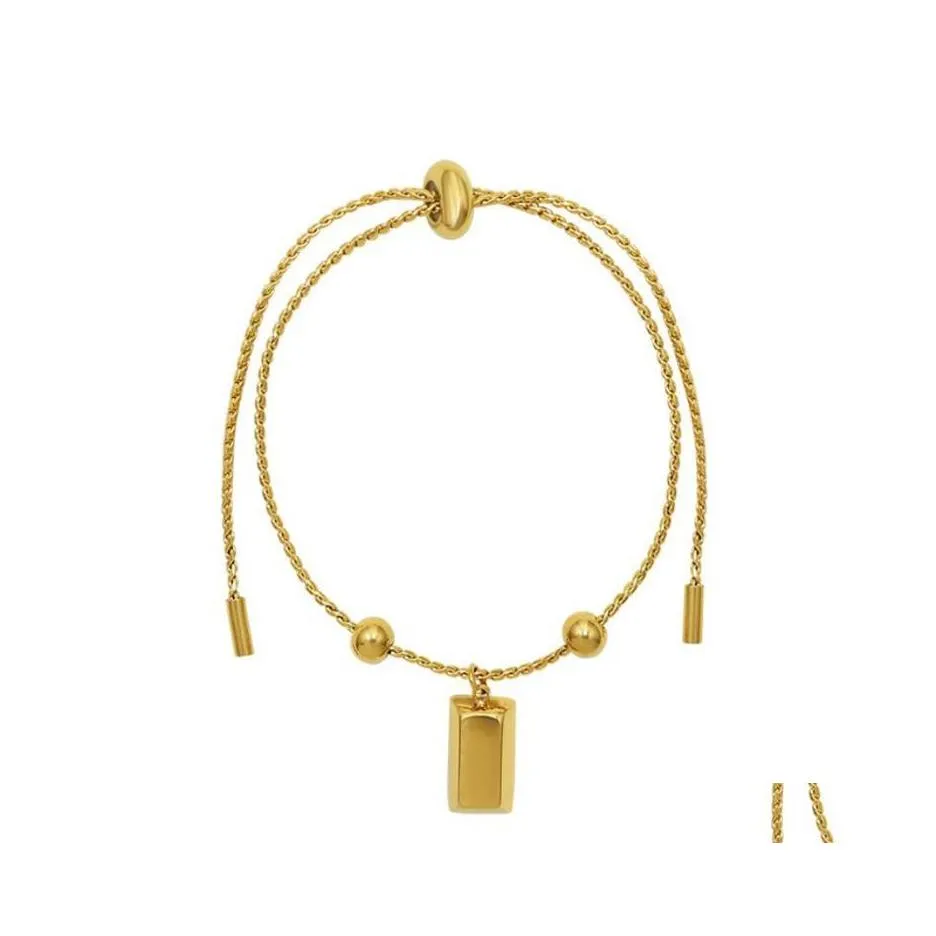 Charm Bracelets Arrival Adjustable Bracelet Bangle For Women Captivate Bar Slider Brilliant Stainless Steel Gold Color Jewelry Drop D Dhpji