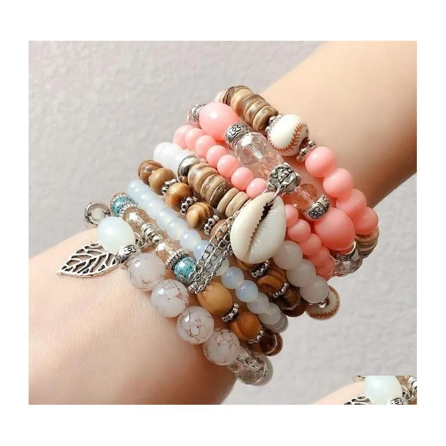 Charm Bilezikler Boho Bangles Kadın Vitage Boncuklu Ağaç Gerçek Satış Strand Bilezik Mtilayer Femme 2022 Drop Teslimat Takı Dhyep